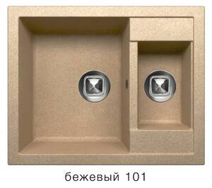 Мойка TOLERO - Бежевый 625х500х200мм прямоугольный 1,5 чаши Polygran R-109 