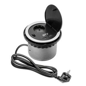 Удлинитель для офиса 1 гнездо 2 USB d-100 мм Серый GTV AE-BPW1S2UCH-80 