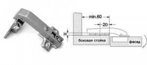Петля 110 гр. ФП 90 гр. REJS под саморез (3,5х16) с доводчиком TJ01.3014.01.064 