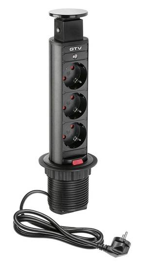 Удлинитель для офиса 3 гнезда d-60 мм Черный GTV AE-BPW3S60-20 