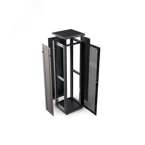 Шкаф телекоммуникационный напольный 42U 600x600 ШТ-НП-М-42U-600-600-П-Ч, передняя дверь перфорация, черный