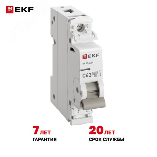 Выключатель автоматический однополюсный 1P 63А (C) 6kA ВА 47-63N M636163C PROXIMA EKF