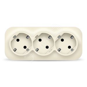 Розетка трехместная серия IONICH, с/з, о/у, 16А, 220В, слоновая кость (ivory)