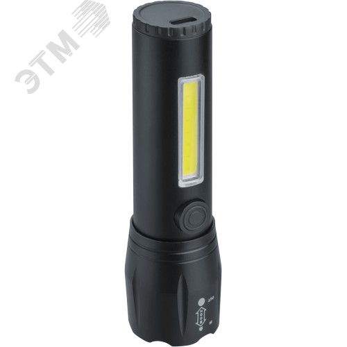 Фонарь светодиодный NPT-CM19-ACCU алюминиевый 1LED, 3Вт + 8COB, 3Вт