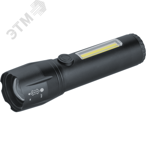 Фонарь светодиодный NPT-CM19-ACCU алюминиевый 1LED, 3Вт + 8COB, 3Вт