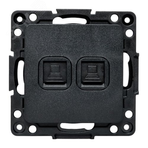 Стокгольм Механизм Розетки RJ-45 2-местной черный EKF