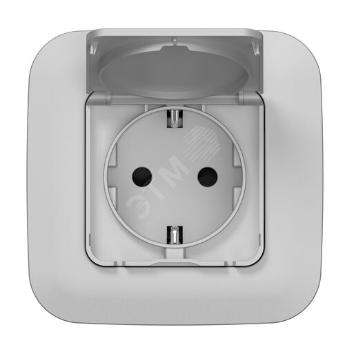 FLITE Розетка с заземлением с защитными шторками и крышкой 16А IP44 РСшкр11-0-44-ФлА алюминий