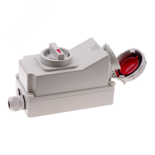 Розетка настенная с выключателем и механической блокировкой 32A/400V/3P+E/IP67