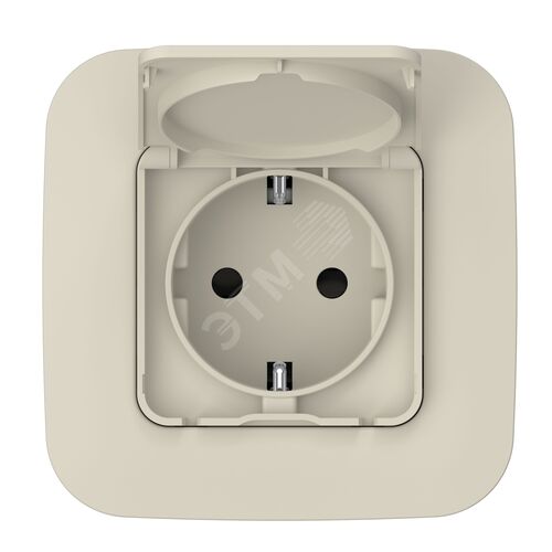FLITE Розетка с заземлением с защитными шторками и крышкой 16А IP44 РСшкр11-0-44-ФлСл сливочный