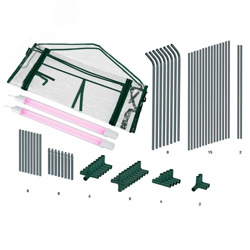 Теплица GREEN APPLE GA-House-max со светильниками в комплекте, 2700х900х900 мм, 3 отсека