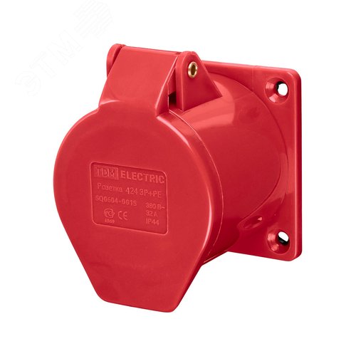 Розетка 424 скрытая 3Р+РЕ 32А 380В IP44 TDM
