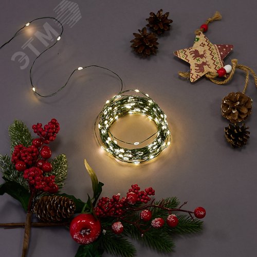 Гирлянда светодиодная Роса 30 м 300 светодиодов Теплый белый свет зеленый провод ТМ ULD-S3000-300/DGA WARM WHITE IP20 DEW