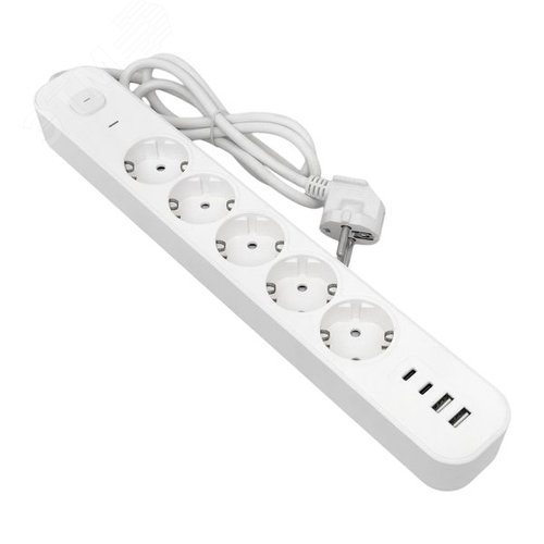 Удлинитель LUX 5 гнезд 2USB 2,4А+2type-C 3 метра 1,5мм2