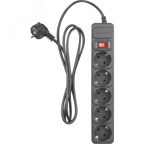 Сетевой фильтр OSP-1-05-300-ESC-3х0.75-BL 5 розеток 3м ПВС 3х0,75 2200Вт с заземлением с выключателем черный