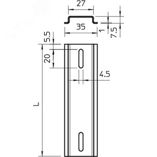Монтажная рейка 118x35x7,5 мм (2069 T100 GTP)