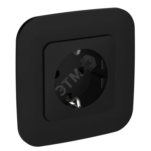 FLITE Розетка с заземлением с защитными шторками 16А РСш11-0-ФлЧ черный