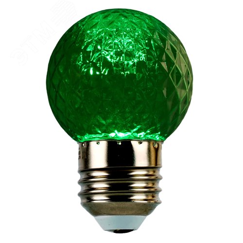 Лампа светодиодная LED 1вт Е27 зеленый прозрачный шар