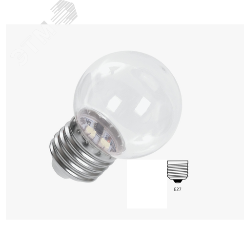 Лампа светодиодная шар прозрачный PLED- ECO- G45 3w E27 2700K CLEAR