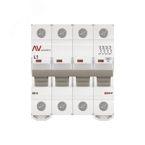 Выключатель автоматический AV-6 4P 1A (L) 6kA AVERES