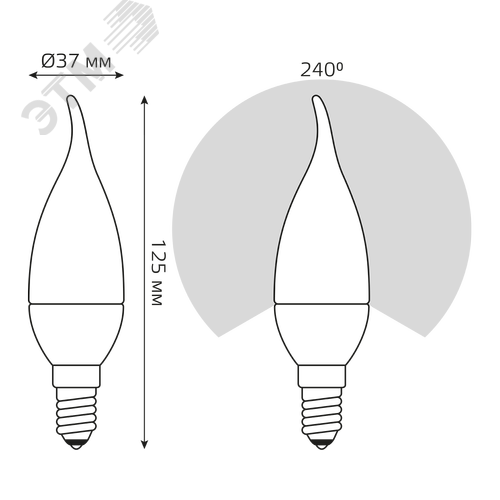 Лампа светодиодная LED 6 Вт 450 лм 4100К свеча на ветру нейтральный E14 AC 220В Elementary