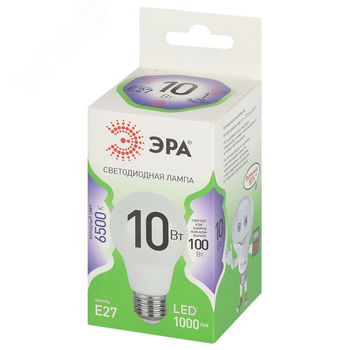 Лампа светодиодная LED 10 Вт 1000Лм 6500К груша холодный E27 220-240В LED A60-10W-865-E27 Green Line