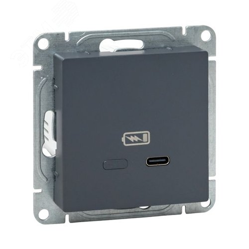Механизм розетки USB-С быстрая графит Эпика EKF