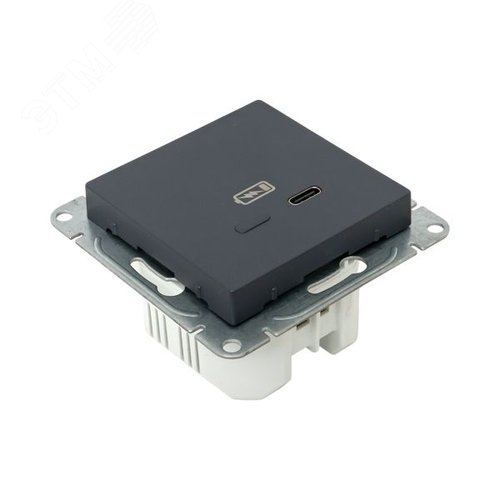 Механизм розетки USB-С быстрая графит Эпика EKF