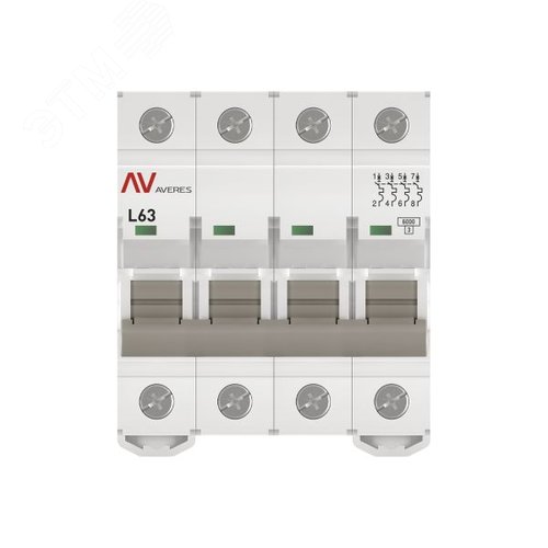 Выключатель автоматический AV-6 4P 63A (L) 6kA AVERES