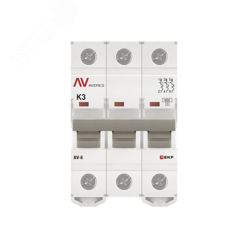Выключатель автоматический AV-6 3P 3A (K) 6kA AVERES