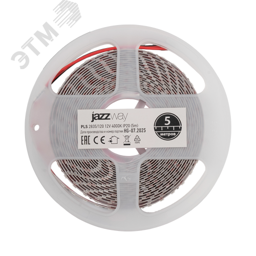 Лента светодиодная 12Вт/м 12В 4000К белый IP20 120 LED/м 5м JazzWay