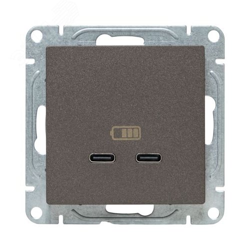 Механизм розетки USB-C - 2шт мокко Эпика EKF