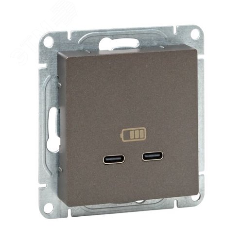 Механизм розетки USB-C - 2шт мокко Эпика EKF