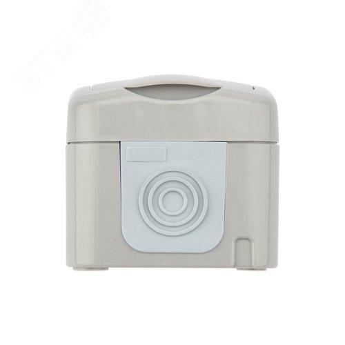 Розетка одноместная мини IP54, с заземлением, о/у, серая
