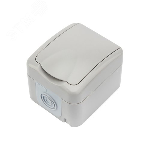 Розетка одноместная мини IP54, с заземлением, о/у, серая