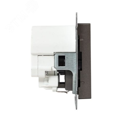 Механизм розетки с USB-C - 2шт 16А с заземлением со шторками мокко Эпика EKF