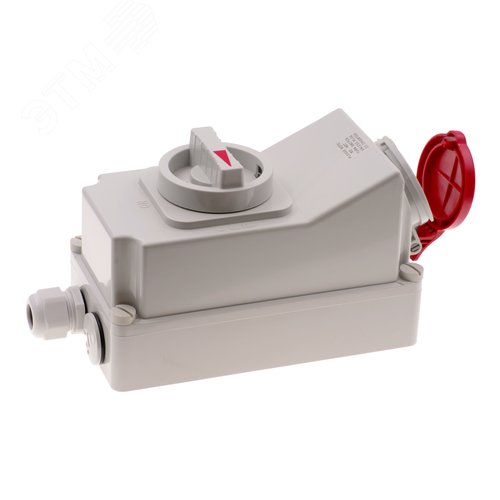 Розетка настенная с выключателем и механической блокировкой 16A/400V/3P+N+E/IP44