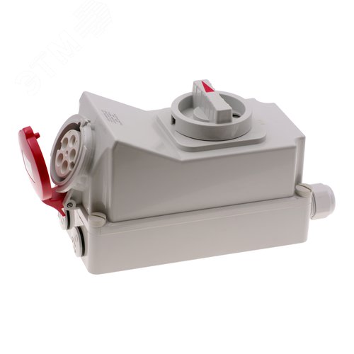 Розетка настенная с выключателем и механической блокировкой 16A/400V/3P+N+E/IP44