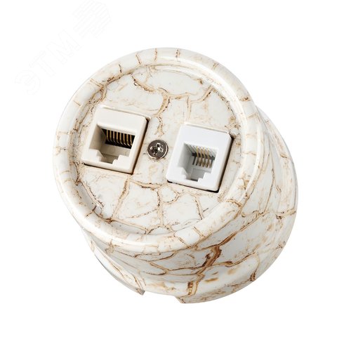 Розетка телефонная RJ11 + компьютерная RJ45 мраморная Болонь TDM