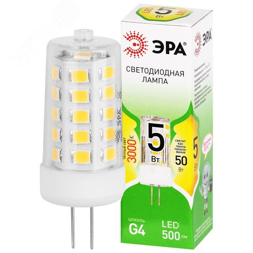 Лампа светодиодная LED 5Вт капсула G4-JC-5W-830-12V G4 GREEN LINE
