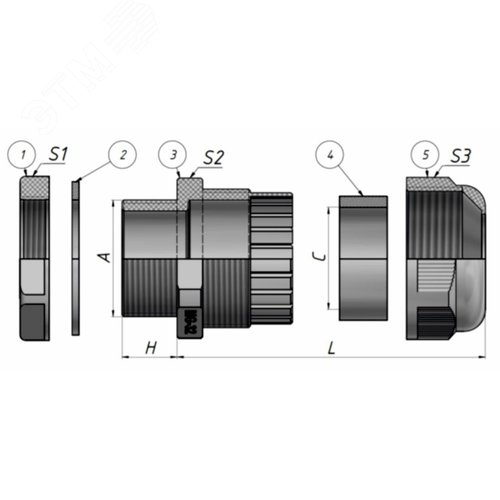 Сальник MG 16 пластик (4-8мм) IP68 ФИОЛЕТ ГОФРОМАТИК