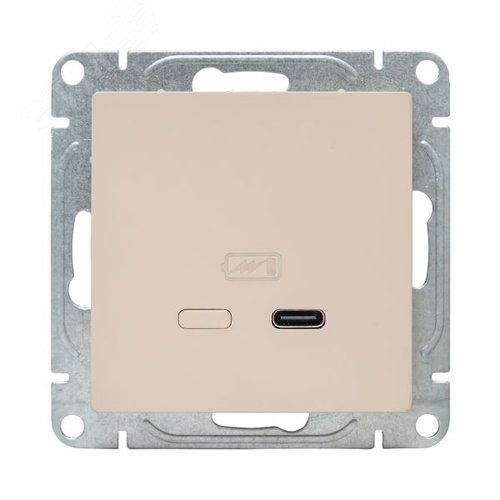 Механизм розетки USB-С быстрая кремовый Эпика EKF