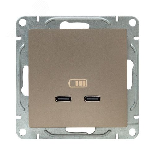 Механизм розетки USB-C - 2шт шампань Эпика EKF