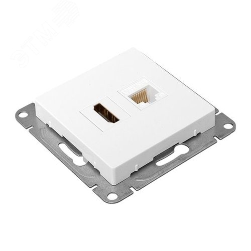 Механизм розетки HDMI+RJ45 (cat5), белый Эпика EKF