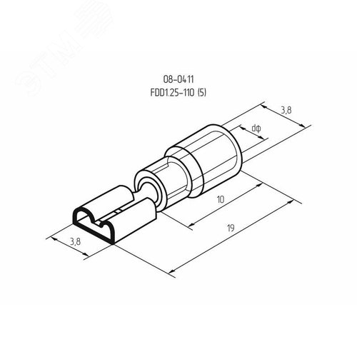 Клемма плоская изолир РПи-м 1.5-(2.8) РпИм 1,25-250 гнездо 3.8 мм 0.5-1.5 кв мм, REXANT
