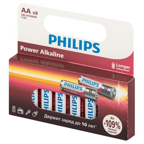 Элемент питания алкалиновый LR6P8W/51 АА 1,5v 8 шт. LR6-8BL Power