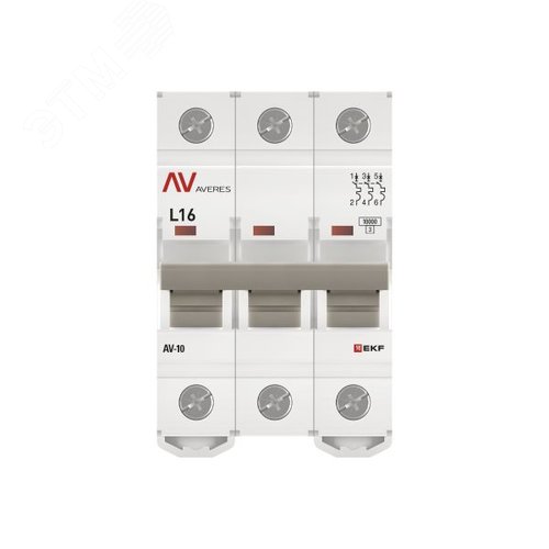 Выключатель автоматический AV-10 3P 16A (L) 10kA AVERES