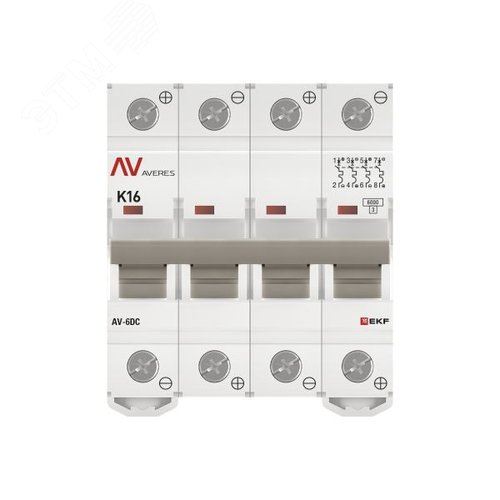 Выключатель автоматический AV-6 DC 4P 16A (K) 6kA AVERES