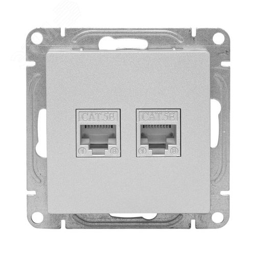 Эпика Механизм розетки RJ45 - 2шт (cat5) алюминий EKF
