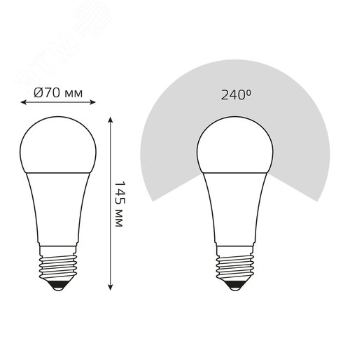 Лампа светодиодная LED 35 Вт 2790 лм 6500К А70 груша холодный E27 AC 220В Elementary
