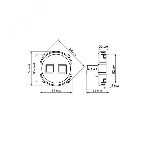 Розетка телефонная RJ11 + компьютерная RJ45 фисташковая Байкал TDM
